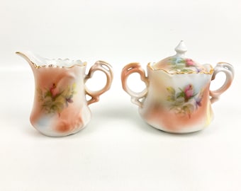 Antique Preston Lloyd Angelique Victorian Creamer & Covered Sugar Bowl Set