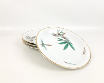 Vintage Noritake Canton Bread/Dessert Plates (4) Bamboo W/Gold Trim Circa 1950's