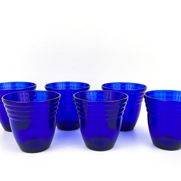 Bormioli Rocco Forum Saphir Cobalt Blue Glass Double Old Fashioned Tumblers (6)