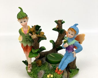 Fairy Garden Tea Light Resin Candle Holder W/Candle Figurine 5.5" High