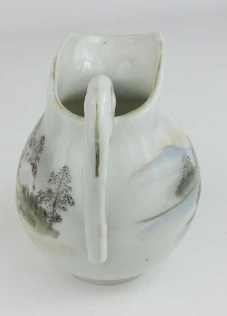 Vintage Japanese Milk Jug Creamer Village Scene Signed Etsy