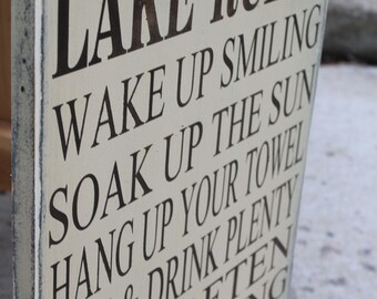 40 x 90 cm Seehaus Regeln Schild personalisiert für Ihr Haus am See
