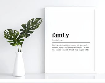 Family Definition Poster - Minimalist Wall Art - Printable Home Decor for Living Room, Bedroom, or Office