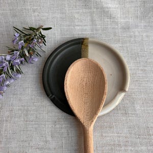 Handmade Ceramic Spoon Rest | Clay Utensil Plate | Green Kitchen Decor | Useful Kitchen Gift | Wheel-Thrown Pottery Spoon Dish