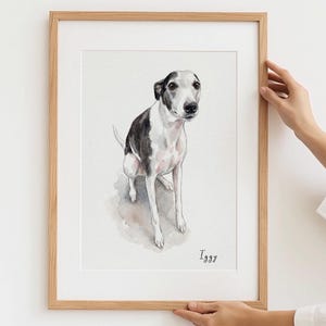 Custom Pet Portrait Gift, Hand drawn Watercolour Dog Art Print from Photo, Personalised Memorial Gift, Illustrated Keepsake Framed or Canvas