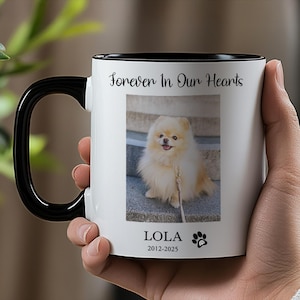 Personalisierte Regenbogen Haustier-Brücken-Gedenktasse, kundenspezifisches Haustier-Verlustgeschenk, in Erinnerung an Hund oder Katze, Haustier-Erinnerungs-Kaffeetasse für immer in unserem Herzen