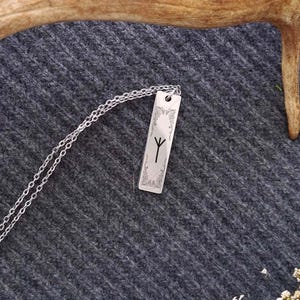Algiz Personalized Protection Runes Amulet | Whimsy Customize Name & Date Engraved Necklace, Viking Talisman Elder Futhark Mythology jewelry