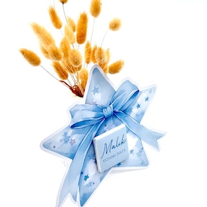 Biglietti di cioccolato personalizzati con fiocco a stella blu per matrimonio, circoncisione, regalo per gli ospiti di compleanno, bomboniere per bambini, bar di caramelle per il compleanno