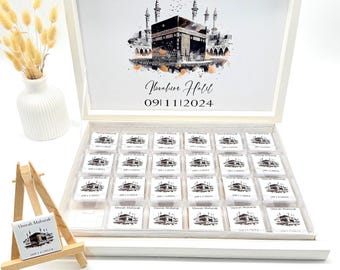 Schokobox personalisiert Umrah Mubarak Geschenk Gastgeschenk Ümre Hediyesi Hac Umre Hediyesi