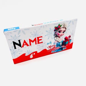 NEU Kinder Schokolade Aufkleber – 2 personalisierte Sticker für Kinder Riegel – Elsa Frozen – Eiskönigin – Advent – Weihnachtsgeschenke