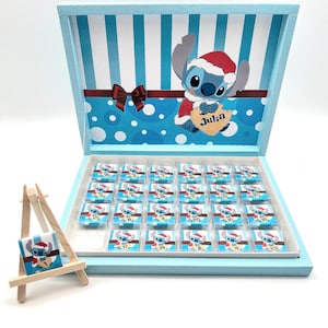 Calendário do Advento Stitch – caixa de chocolate personalizada – Natal – presente para convidados – chocolate – lembrancinha – presente para convidados – ideia para presente