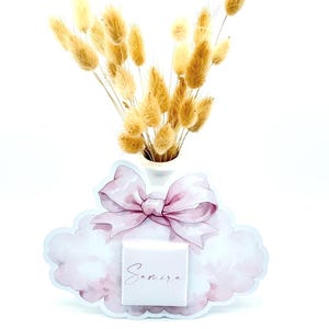 Tarjetas de chocolate personalizadas con lazo rosa en forma de nube para boda, circuncisión, regalo de cumpleaños para invitados, recuerdo de fiesta, barra de dulces de cumpleaños infantil