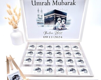 Schokobox personalisiert Umrah Mubarak Geschenk Gastgeschenk Ümre Hediyesi Hac Umre Hediyesi