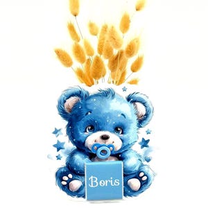 Biglietti di cioccolato personalizzati Orsetto di peluche blu Matrimonio Circoncisione Compleanno Ospite Regalo Bomboniere Compleanno bambini Candy bar