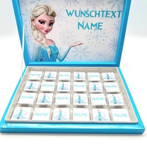 Personalized chocolate box – Elsa Frozen – Children&#39;s birthday gift – Party favors – Candy bar – Ice Queen gift idea with name