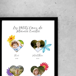 Personalized Poster: Hearts - Grandma Gift - Mother&#39;s Day Gift - Grandmother&#39;s Name - Grandchildren&#39;s Photos | Printable Digital Poster