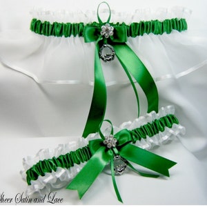 EMERALD IRISH Wedding garters claddaugh Garter set