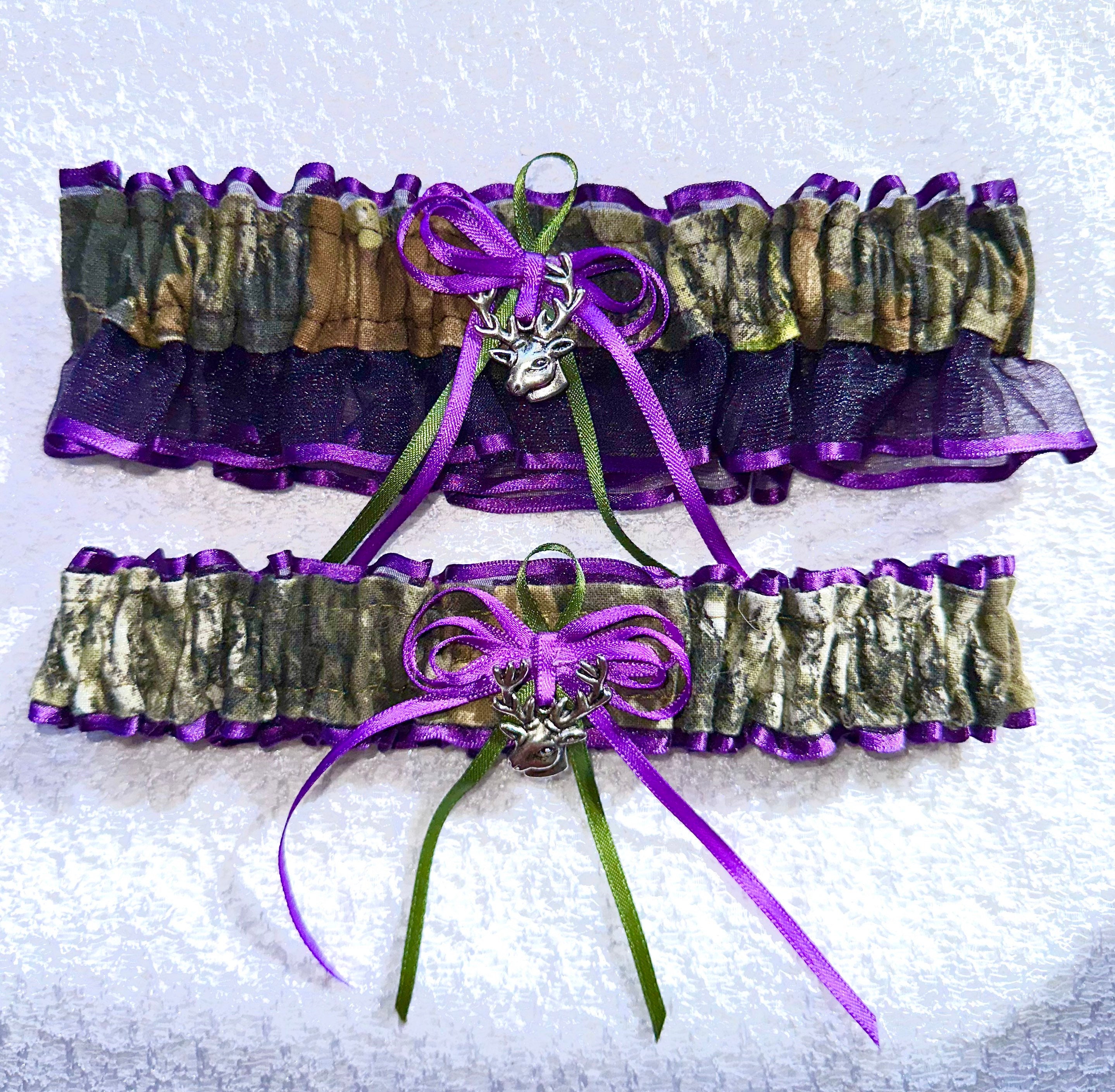 MOSSY OAK PURPLE **wedding garter set or prom garters