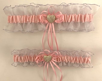 Rosa** con sheer Lavender Wedding Garter Set