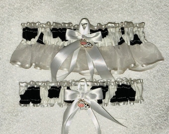 WHITE COW*** Wedding Garter Set prom garters