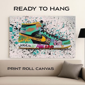 Custom Canvas Prints | Graffiti Shoes Canvas Print | Sneaker Wall Art | Urban Street Style Decor | Colorful Shoe Poster | FREE SHIPPING