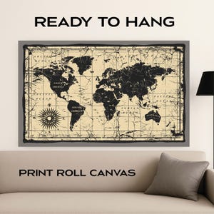 Póster de mapa del mundo vintage / Arte mural de viajes retro / Impresión de mapa antiguo / Decoración del Viejo Mundo / ENVÍO GRATIS