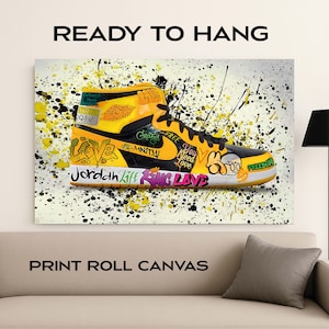 Canvas decor Custom Canvas Prints | Graffiti Sneaker Art | Urban Shoe Canvas | Street Style Wall Decor | Colorful Poster | FREE SHIPPING