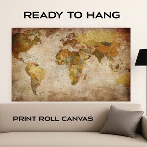 Impressions sur toile personnalisées | impression de carte du monde vintage - affiche de voyage antique - art mural imprimable | LIVRAISON GRATUITE