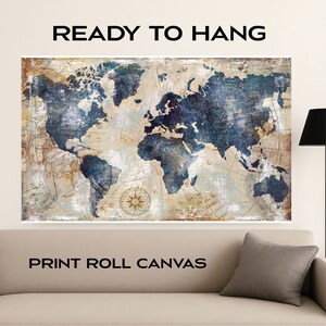 Impressions sur toile personnalisées | affiche de carte du monde vintage - oeuvre d'art murale de voyage de style antique - décoration de carte imprimable | LIVRAISON GRATUITE