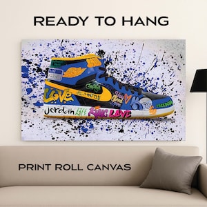 Custom Canvas Prints | Graffiti Shoes Wall Art | Sneaker Canvas Poster | Urban Street Art Print | Colorful Shoe Decor | FREE SHIPPING