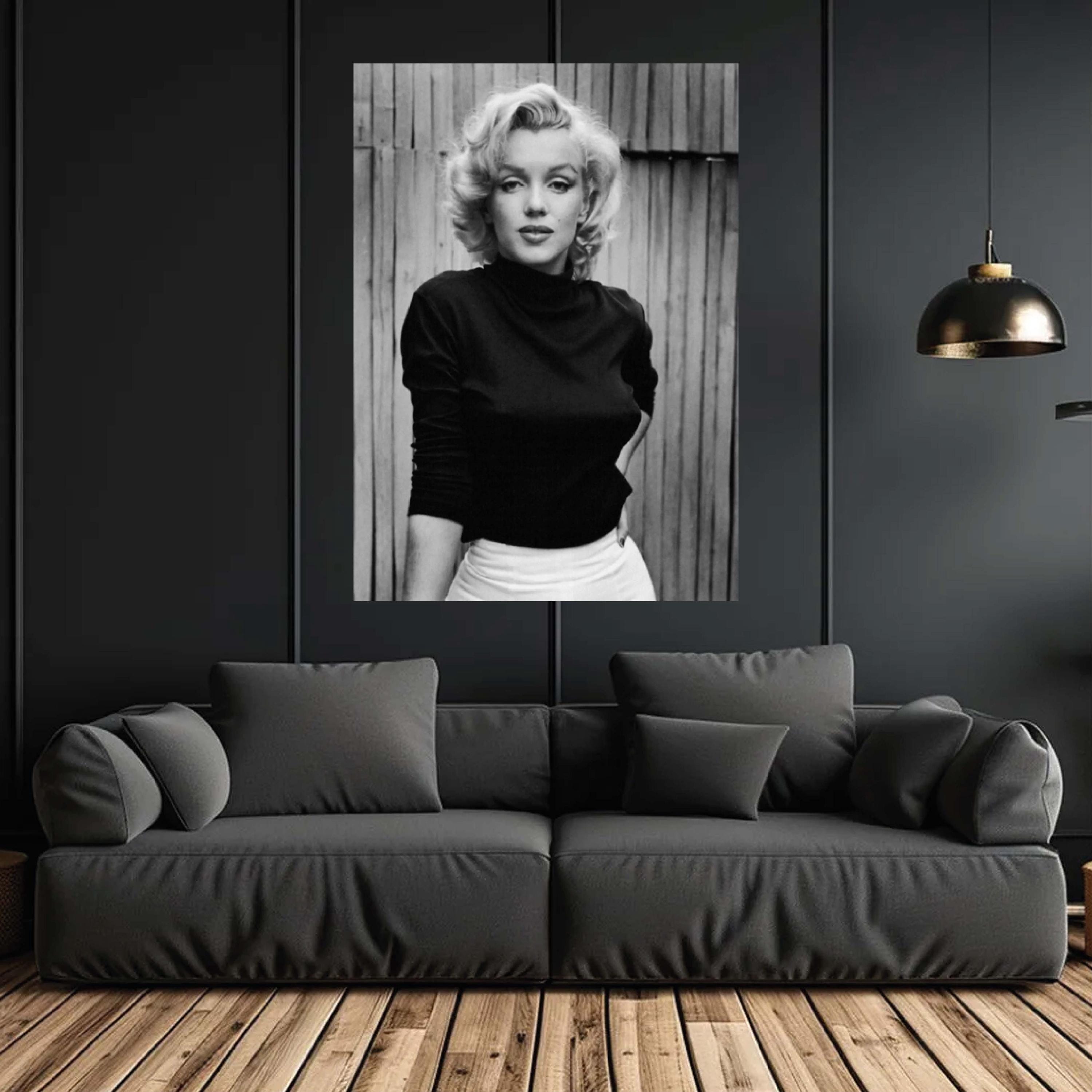 Wandbild Marilyn Monroe Poster | Schwarz & Weiß Leinwand Kunst | Kultige Schauspielerin Wanddekor | Retro Hollywood Druck | KOSTENFREIER VERSAND