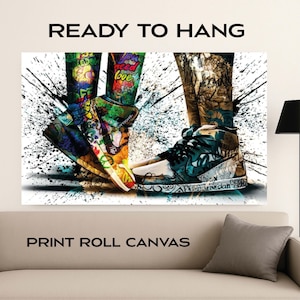 Custom Canvas Prints | Graffiti Shoes Wall Art | Sneaker Poster Print | Urban Street Decor | Colorful Hip Hop Canvas | FREE SHIPPING