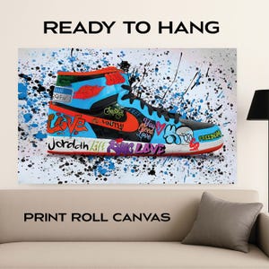 Canvas decor Graffiti Shoes Wall Art | Sneakerhead Canvas Poster | Urban Street Style Decor | Colorful Shoe Artwork | FREE SHIPPING