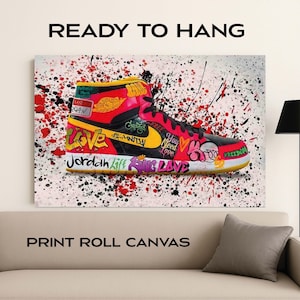 Custom Canvas Prints | Graffiti Shoes Wall Art | Sneaker Canvas Print | Urban Street Art Poster | Colorful Shoe Decor | FREE SHIPPING