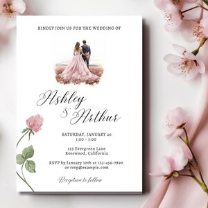 Floral Wedding Invitation Template | Editable Canva Design | Instant Download | Painted Invitation