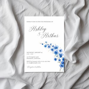 Floral Wedding Invitation Template | Editable Canva Design | Instant Download