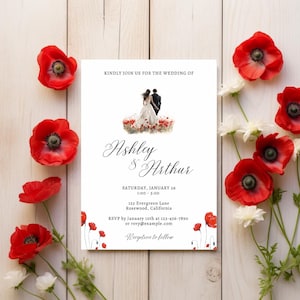Floral Wedding Invitation Template | Painted Invitation | Editable Canva Design | Instant Download