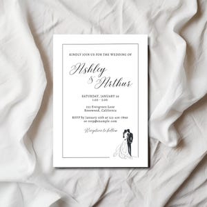 Minimalist Wedding Invitation Template | Editable Canva Design | Instant Download