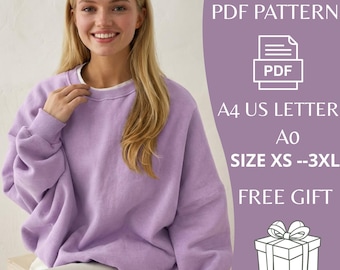 Sweatshirt Sewing Pattern Oversized | Relaxed Fit, Beginner Friendly (PDF Pattern)