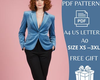 Blazer Vest Sewing Pattern | Women's Tailored Waistcoat (PDF Pattern A0/A4/US-Letter)