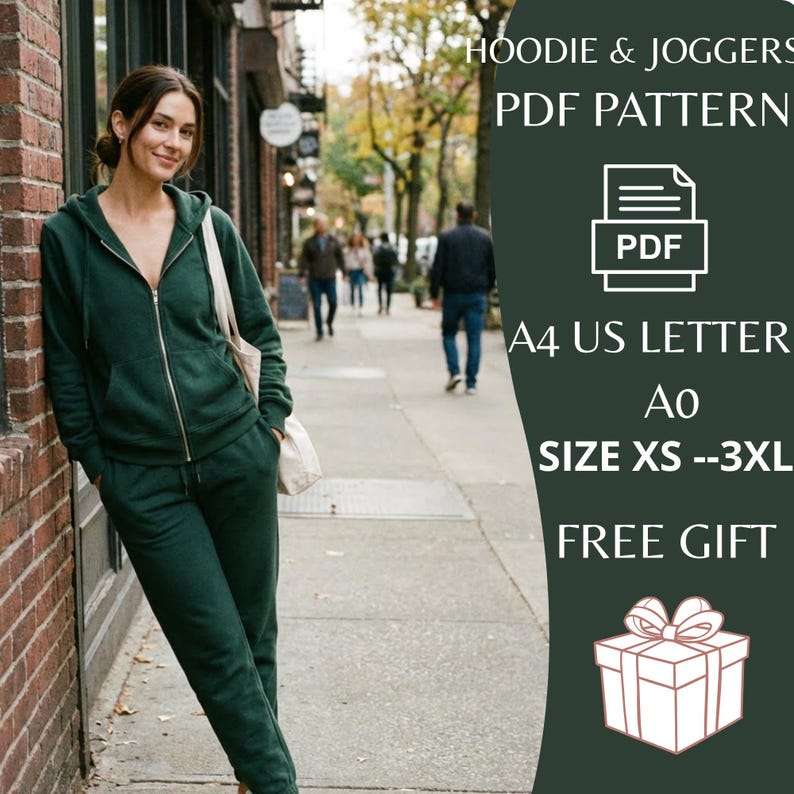 Hoodie & Jogger Sewing Pattern PDF | Women Loungewear Set Pattern ...