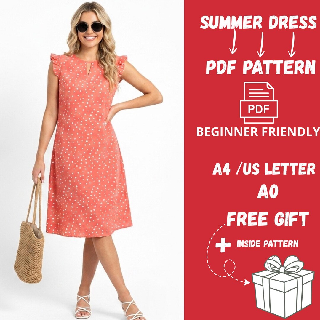 Summer Midi Dress Sewing Pattern | Beginner Friendly, Flowy Fit (PDF ...