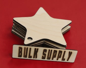 Birch Wood Ornaments, Unfinished Star Cutouts in 2–4 Inch Sizes