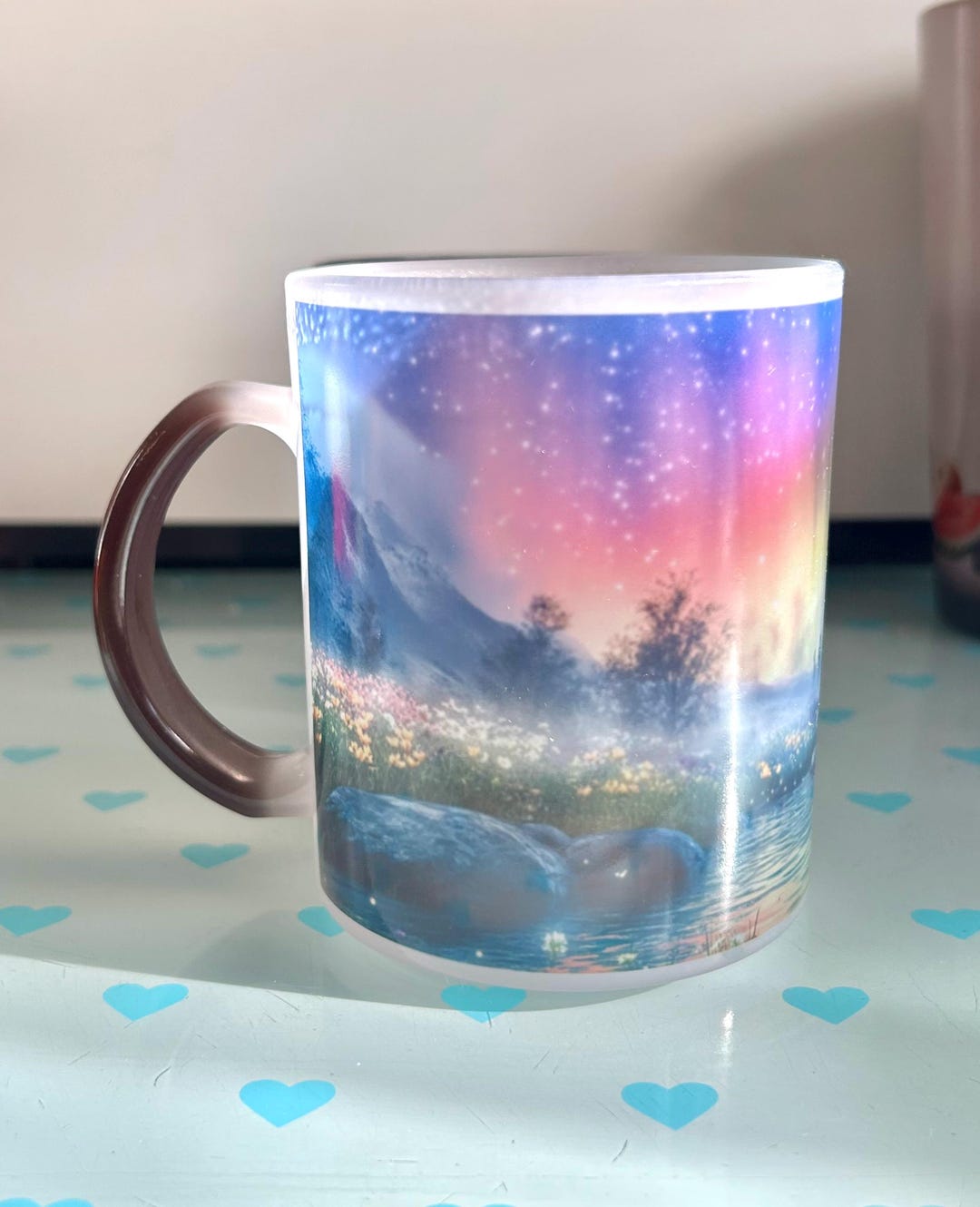 Magic Heat-reactive Glass Mug Revealing an Image With Hot Drinks, Glass ...