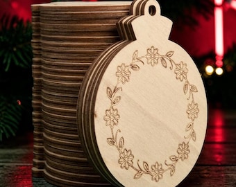 Birch Wood Ornament, 3mm Laser-Engraved Craft Blank for DIY Personalization