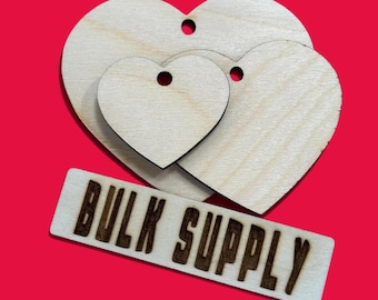 Birch Wood Ornaments, Unfinished Heart Cutouts in 2–4 Inch Sizes