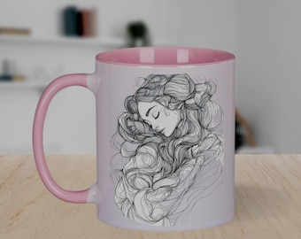 Pink Mug Mockup, Drinkware PSD With Smart Objects