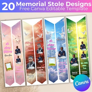 20 In Loving Memory Graduation Stoles Canva Editable Designs, Pallbearer Stole Bundle, Memorial Stole Canva Template, Funeral Stole Designs