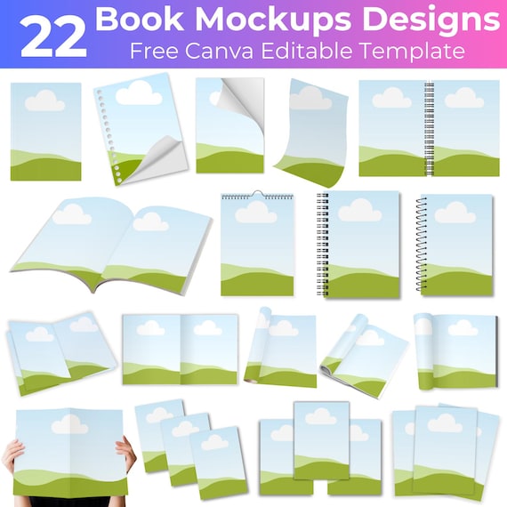 22  Canva Editable Book Mockup Template, Book Cover Mockup, Canva Magazine Mockup, Canva Ebook Mockup, Open Book Mockup, Dairy Canva Mockup