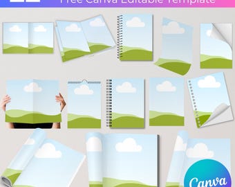 22  Canva Editable Book Mockup Template, Book Cover Mockup, Canva Magazine Mockup, Canva Ebook Mockup, Open Book Mockup, Dairy Canva Mockup